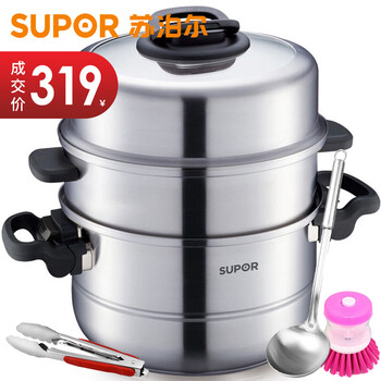
                                        苏泊尔（SUPOR）30cm复底304不锈钢蒸锅三层蒸鱼蒸馒头蒸煮两用汤锅电磁炉燃气可用SZ30T1                