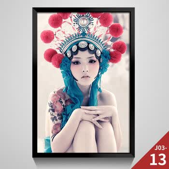 京剧花旦人物脸谱装饰画中式走廊挂画饭店餐厅墙画中国风客厅壁画 j03