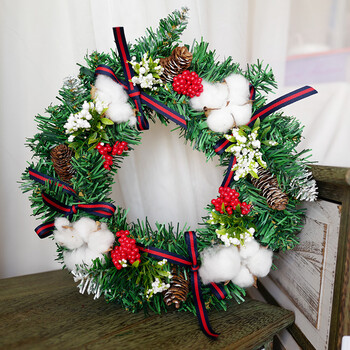 景升 圣诞节30cm40cm圣诞花环棉花款美式欧式花环藤圈藤环门挂饰橱窗