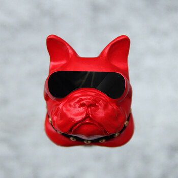 香水汽车出风口夹斗牛犬扩香石狗头法斗车内装饰香薰摆件 红色高光镜