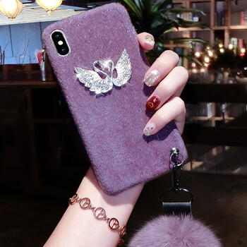 oppoa77手机壳新款a73带毛球a5防摔套a59个性天鹅a83保护套 浅紫色