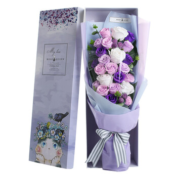 I M Hua Hua香皂花彩色礼品盒紫色 I Mhuahua21朵紫色玫瑰花香皂花花束礼盒礼品保鲜花情人节圣诞节礼物仿鲜花生日纪念日 礼物送女生送女友 行情报价价格评测 京东