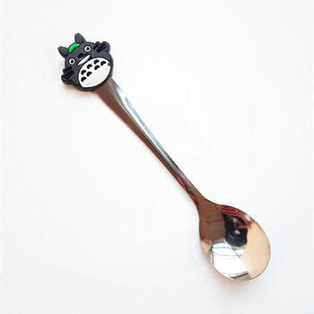 韩版可爱硅胶手柄不锈钢勺子婴儿卡通调羹儿童宝宝餐具饭勺 龙猫勺子