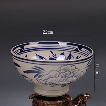 手绘陶瓷碗餐具大号拉面碗米饭碗菜盆汤盆饭店餐厅 直径22cm兰花碗