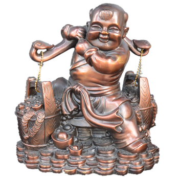 纯铜运财童子摆件 善财童子招财旺财挑财童子 工艺品摆件
