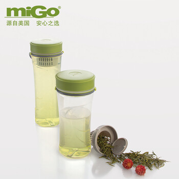 
                                        MIGO塑料水杯套装带盖过滤茶杯防漏便携水瓶女士水壶640ML+500ML 绿色                