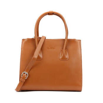 oimei商务公文女包pvc手提包欧美波士顿枕头包3899棕色