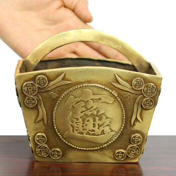 铜招财进宝斗 铜工艺品 铜斗家居装饰摆件 小号