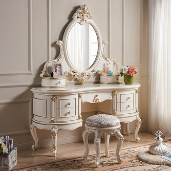 欧式梳妆台卧室化妆台华宫廷公主化妆桌网红 女梳妆台 台面印花工艺