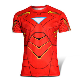钢铁侠短袖t恤 夏季户外运动休闲速干衣 xl