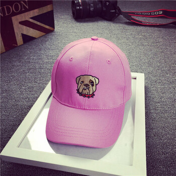 韩版时尚甜美可爱卡通狗头刺绣鸭舌帽春夏女士简约嘻哈街舞棒球帽子潮