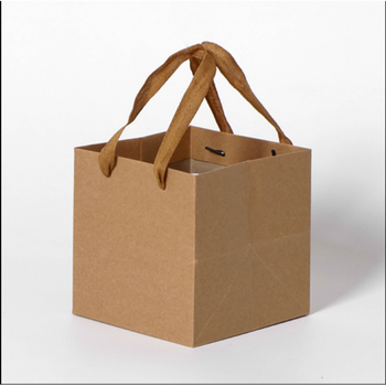 宽底正方体牛皮纸袋方形手提纸袋子打包袋服装礼品袋现货 牛皮纸色