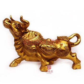 厚德居 华尔街元宝铜牛摆件属牛吉祥物牛摆件铜生肖牛十二生肖属相