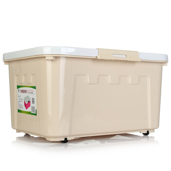 【京东超市】艾莱雅（ailaiya）翻盖滑轮式加厚塑料收纳箱（大号）50L 超值3个装 咖色 Z1358