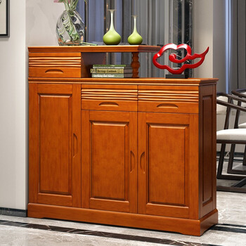 墨绩 实木鞋柜家用门口收纳柜一体靠墙矮柜两面进门口入户客厅玄关