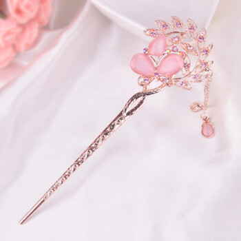 韩国古典簪子宫廷复古发簪百搭发饰镶钻流苏步摇新娘盘发饰头饰品 桔