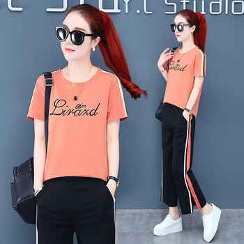 【京东优选】透气运动速干套装女宽松户外坠感阔腿裤运动套装女夏2019