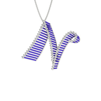 jewelvary 字母n 钻石吊坠 18k金字母项链 锁骨链 珐琅彩 匠心制作 白