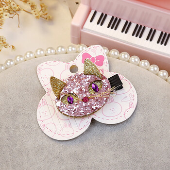 全包布发夹小女孩卡通发卡边夹不伤发女童头花头饰品 韩粉小猫(1个)