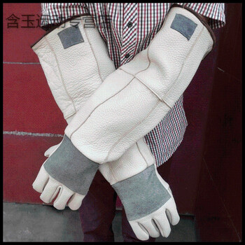 捕蛇加长双层加厚款防咬手套抓蛇手套防咬水貂蛇咬防猫狗咬 浅灰色