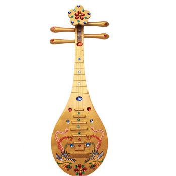 乐器琵琶道具仿真成人儿童舞台舞蹈表演敦煌舞用琵琶 65cm金色双凤