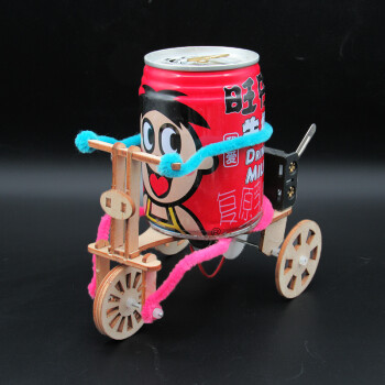 易拉罐手工小发明旺仔机器人玩具学生电动制作科技材料包 三轮车机器
