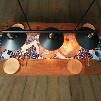
                                        【kc灯具】loft滑轮拉绳可调节三头餐厅吊顶复古酒吧餐厅吧台灯 KC-YT1832-3                