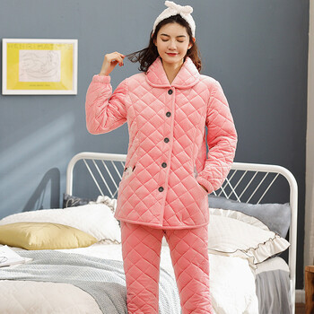 京东e爆 优质好货睡衣女冬季法兰绒秋冬款珊瑚绒夹棉三层加厚绒时尚