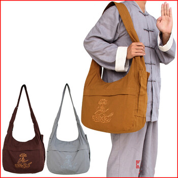 幂范西出家人和尚布袋包佛教棉帆布居士单肩包香袋斜挎包朝山袋僧包