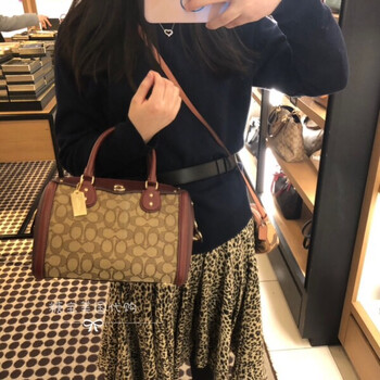 美国代购*coach蔻驰女士中号波士顿手提包 斜挎包代购直邮 深棕色