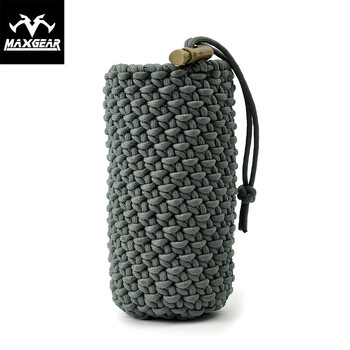 maxgear盘龙s3手工编织水杯套伞绳编制多用水杯水壶套5504灰绿色l约高