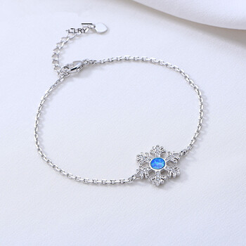 创意湾 925银雪花手链女 韩版时尚甜美饰品礼物