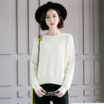 毛衣女修身春装新款 短款打底衫外套女装针织衫上衣 白色 l