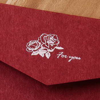 商务邀请函信封装饰空白5号dl西式中式信封加厚信封 枣红色玫瑰花语10