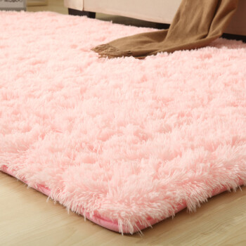 雪之恋客厅茶几地毯长毛丝绒卧室纯色加密加厚可定制尺寸 粉色 160*230CM