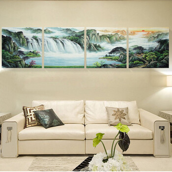 无框画 装饰画客厅沙发壁画墙画挂画餐厅 建筑画 现代简约风景画 聚宝