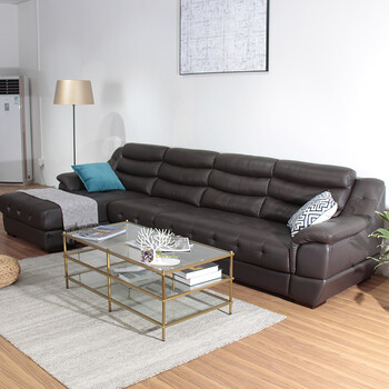 中大户型客厅组合 艺术沙发意大利 头层皮沙发 深咖啡色 中位