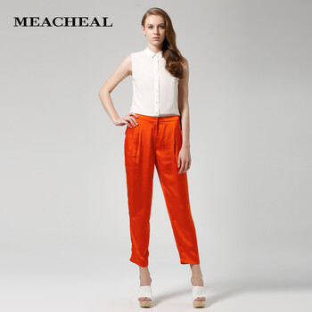 
                                        Meacheal米茜尔 2014新款女装 时尚桔色显瘦哈伦裤女裤 红色 S                