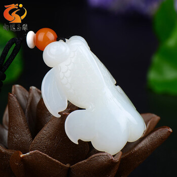 向远玉雕 和田玉白玉鱼吊坠挂件项链项坠玉坠挂坠男女款