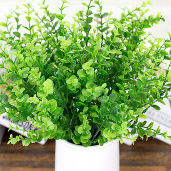 仿真绿植假花装饰花绿叶小盆栽 尤加利花束单束单枝摆件 小尤加利