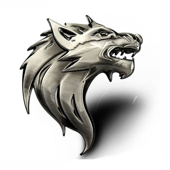 恺美 汽车装饰贴金属改装个性车标狼头车标野兽车贴金属狼标中网标尾