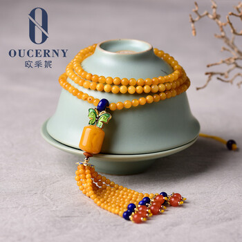 欧采妮蜜蜡毛衣链蜜蜡项链琥珀蜜蜡琥珀手串男女款108颗定制 现穿现做