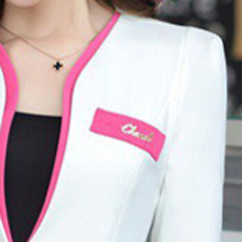 魅力芭藜2015秋冬装修身职业装女装套装西服正装工作服套裤加大码三件套女 白色配裤子 S