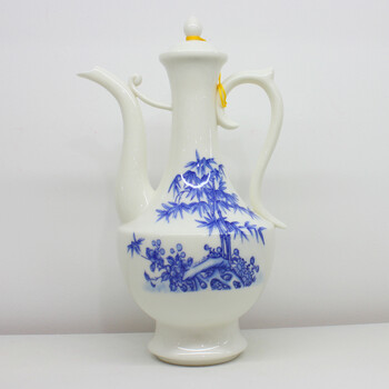 祥燕xiangyan温酒器陶瓷家用小酒壶青花瓷牡丹酒具白酒分酒器陶瓷白
