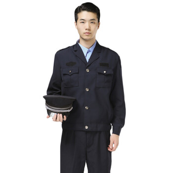 保安服套装 老式夹克款 酒店物业工作服保安制服长袖全套 黑色 s