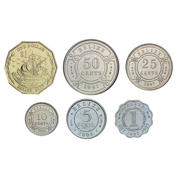 美洲-伯利兹硬币 全新卷拆品相 外国硬币 6枚一套_现价56元