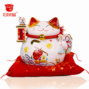 
                                        招财猫摆件 加大号陶瓷存钱罐储蓄罐 店铺开业办公室家居创意礼品 金银满屋                
