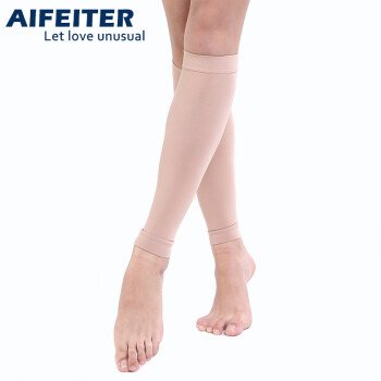 AIFEITER-爱菲特静脉曲张弹力袜医疗型辅助治疗压力袜一级预防医用弹力袜小腿护士 女男士运动款 肤色 L小腿粗周长36-45