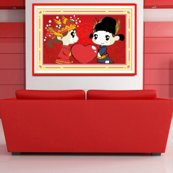 青苇 钻石画 十字钻绣 喜庆 心心相印（婚礼版）X-8021 71CM*45CM