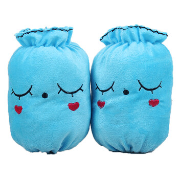 秋冬季新款男女宝宝袖套卡通眯眼兔子短款套袖儿童卡通护袖 蓝色 均码